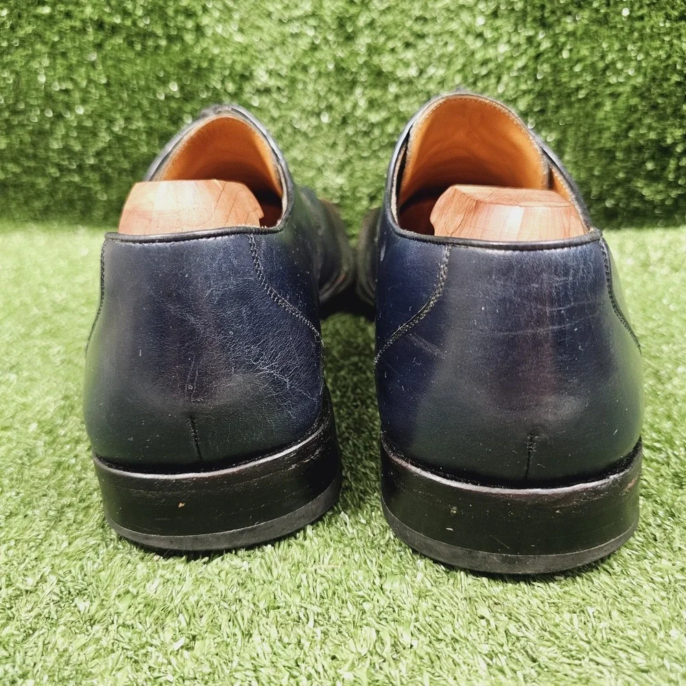 Mezlan Navy Blue Crocodile Leather Square Toe Oxford Dress Shoes Mens Size 9.5